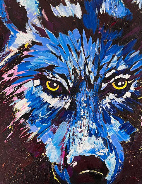 UntitledWolf. Sold 30 X 40" Acrylic on Canvas