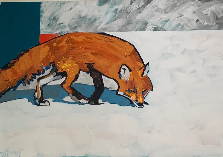 Fox. Sold. 24 X 36" Acrylic on Canvas