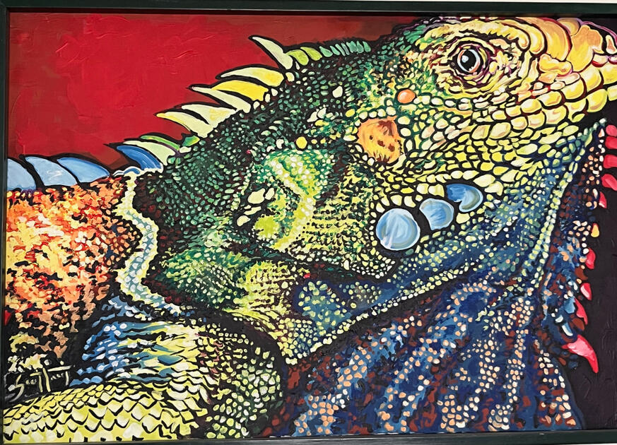 Iguana. Sold. 24 X 36" Acrylic on Canvas