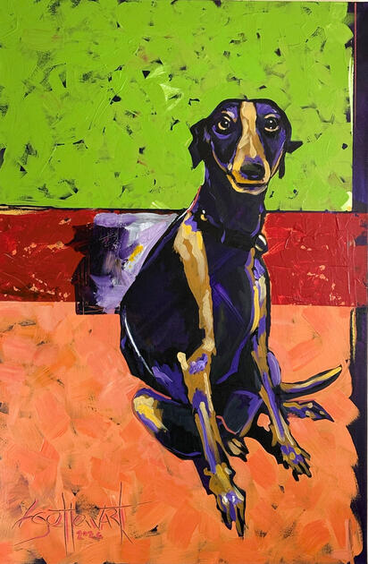 Whippet. $1600. 24 X 36" Acrylic on Canvas